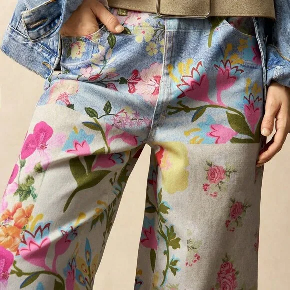 Multicolor Casual Women's Woven Printed Loose Wide-Leg Pants - Picture 4 of 7